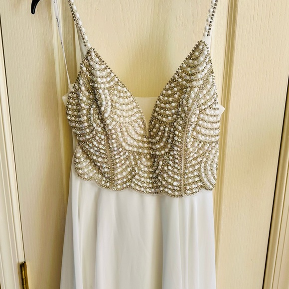 Speechless White Chiffon Strappy Beaded Dress - Picture 3 of 12
